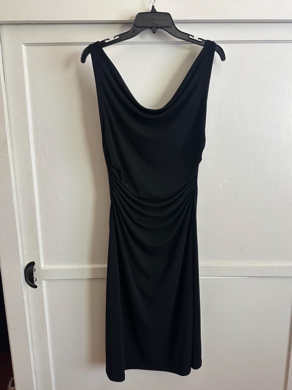 City Triangles Black Cowl Neck Midi Dress